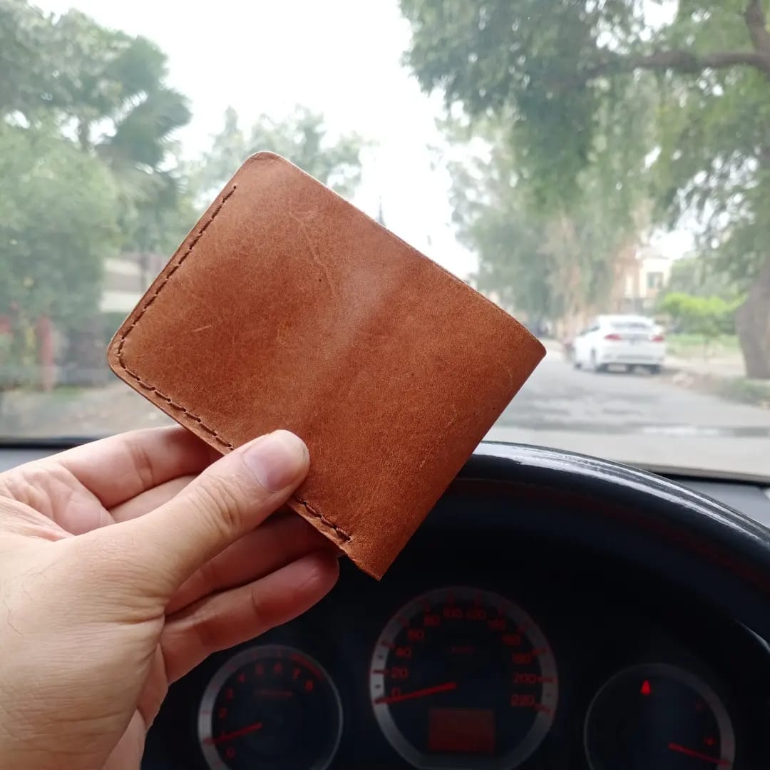 Hand stitched wallets light brown