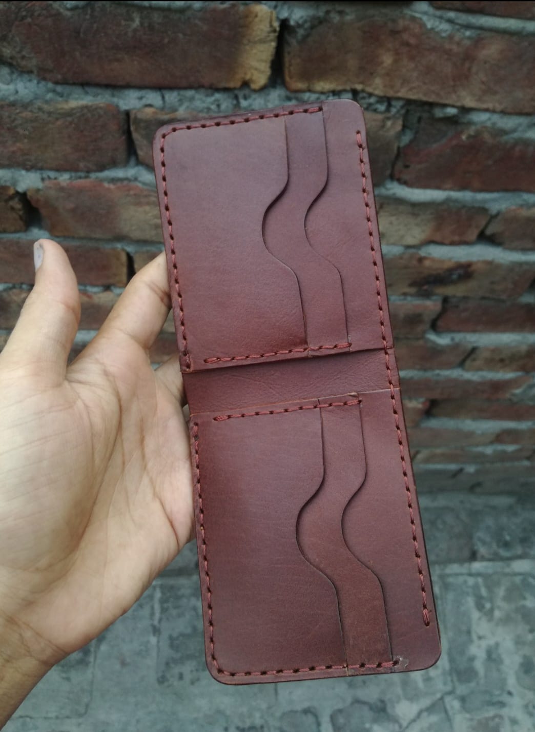 hand stitched wallets Brown