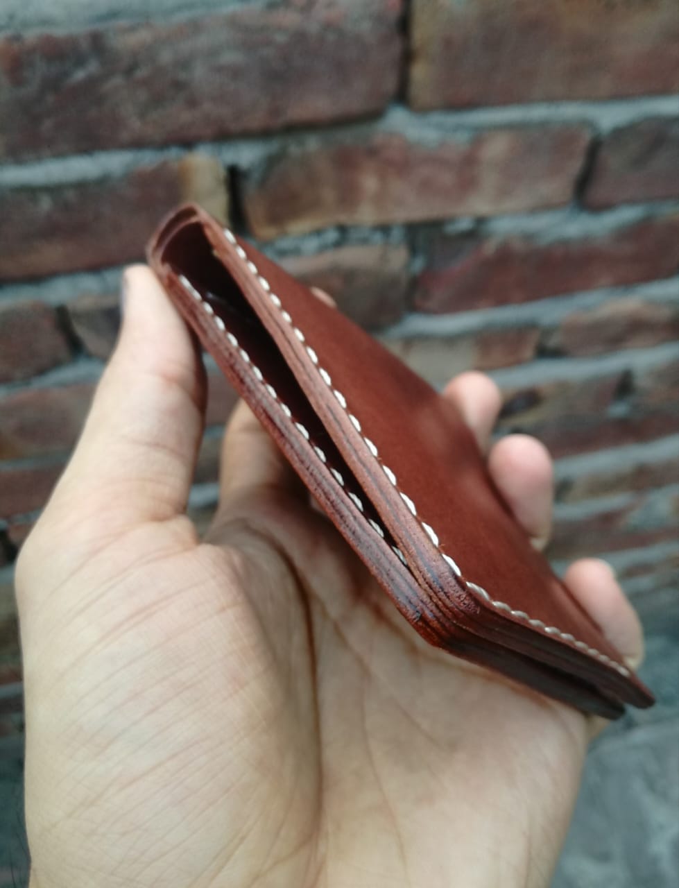 hand stitched wallets Brown