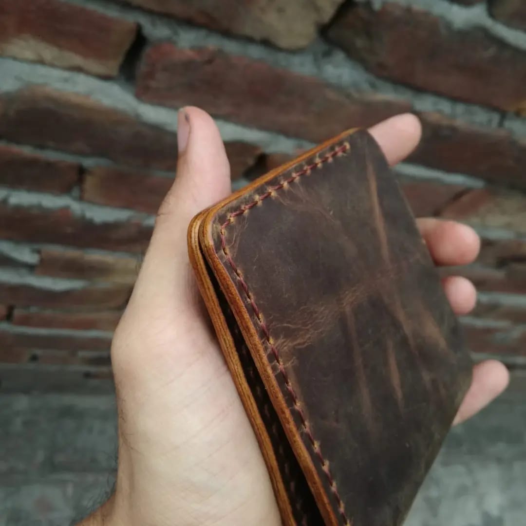 hand stitched wallets Brown