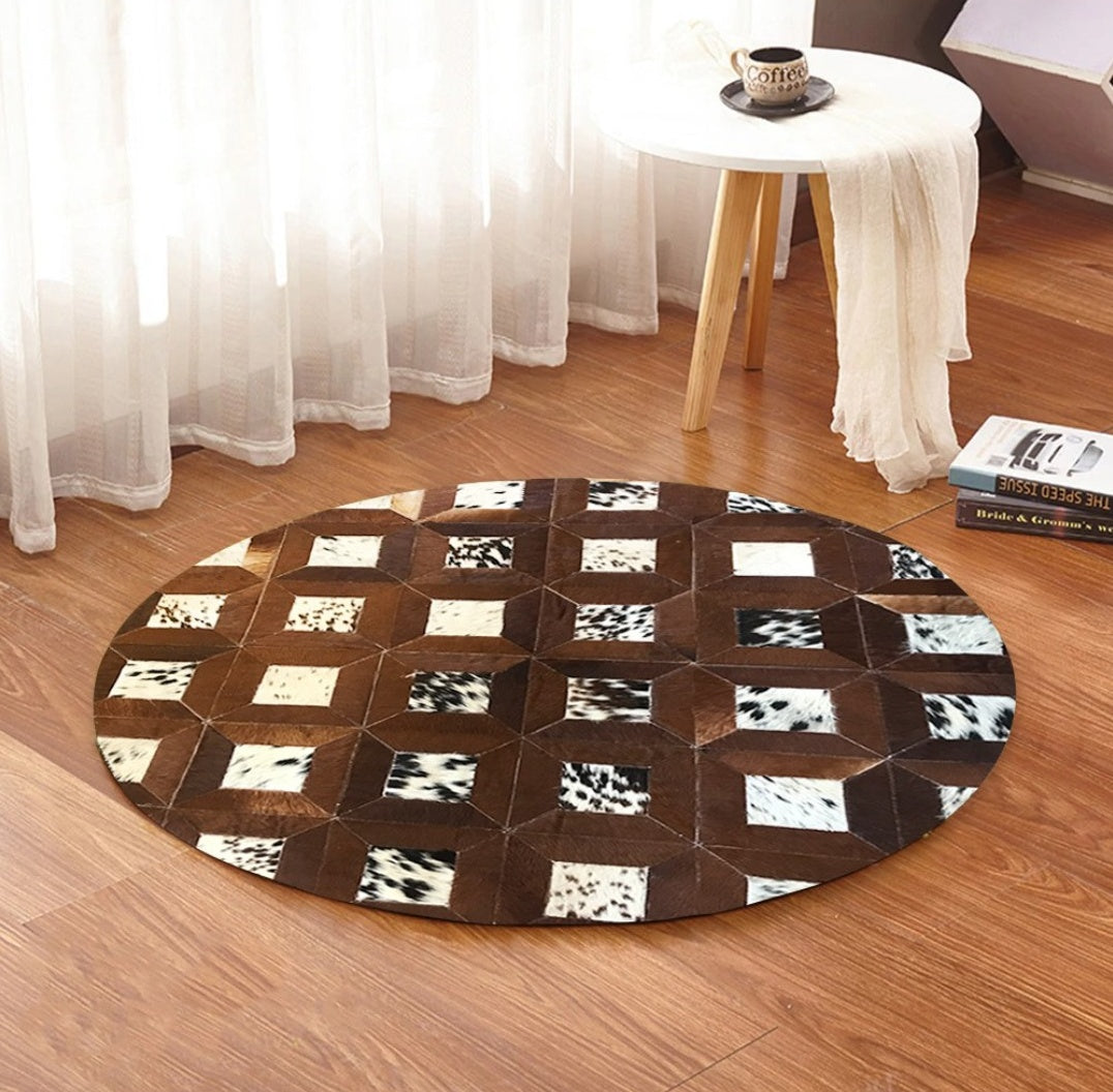 Cow skin Patchwork Rugs (Round)