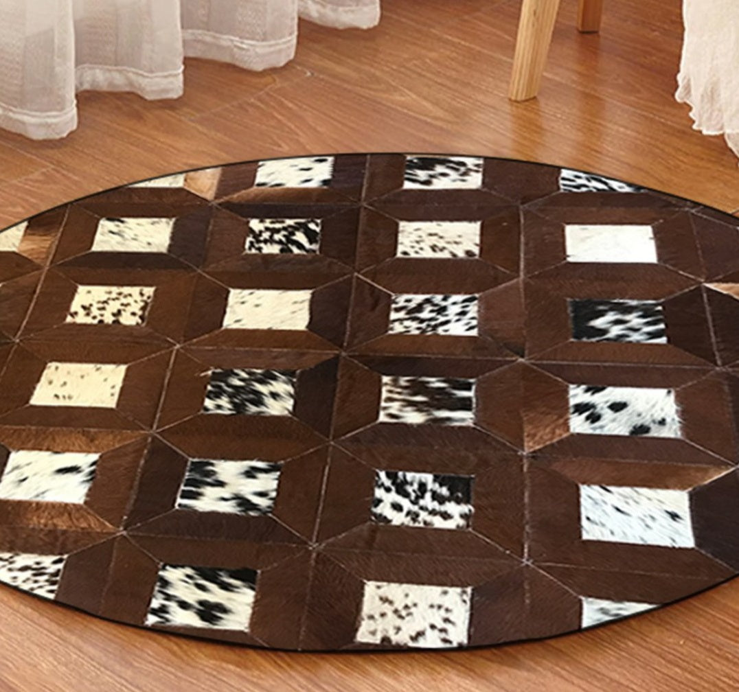 Cow skin Patchwork Rugs (Round)