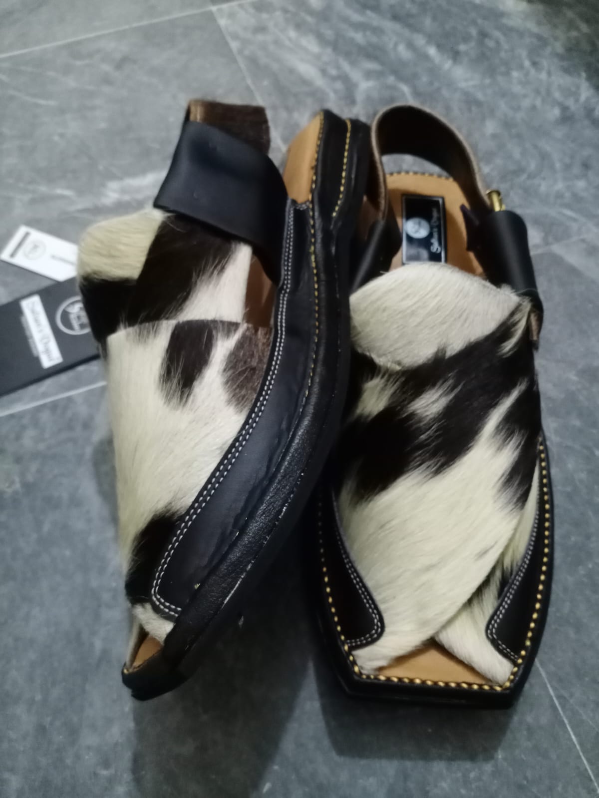 Cow Skin High heel shoe with side straps