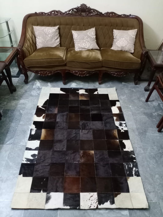 cow skin patchwork rug