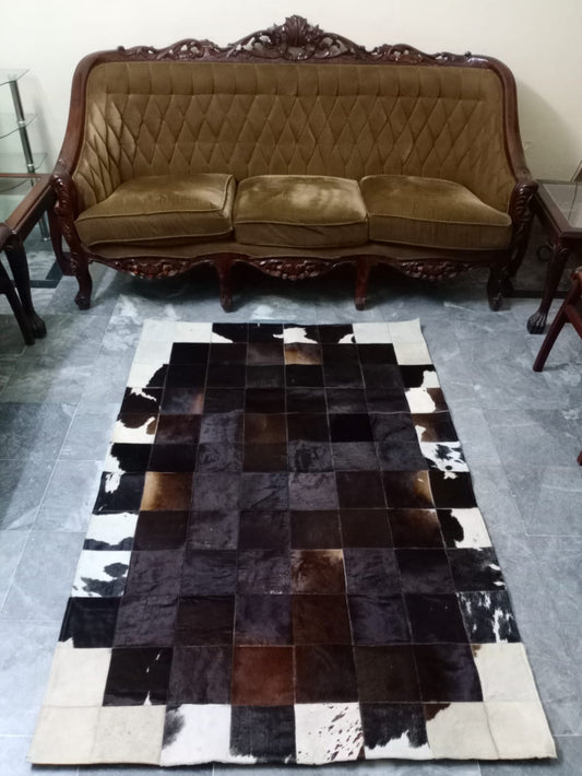 cow skin patchwork rug