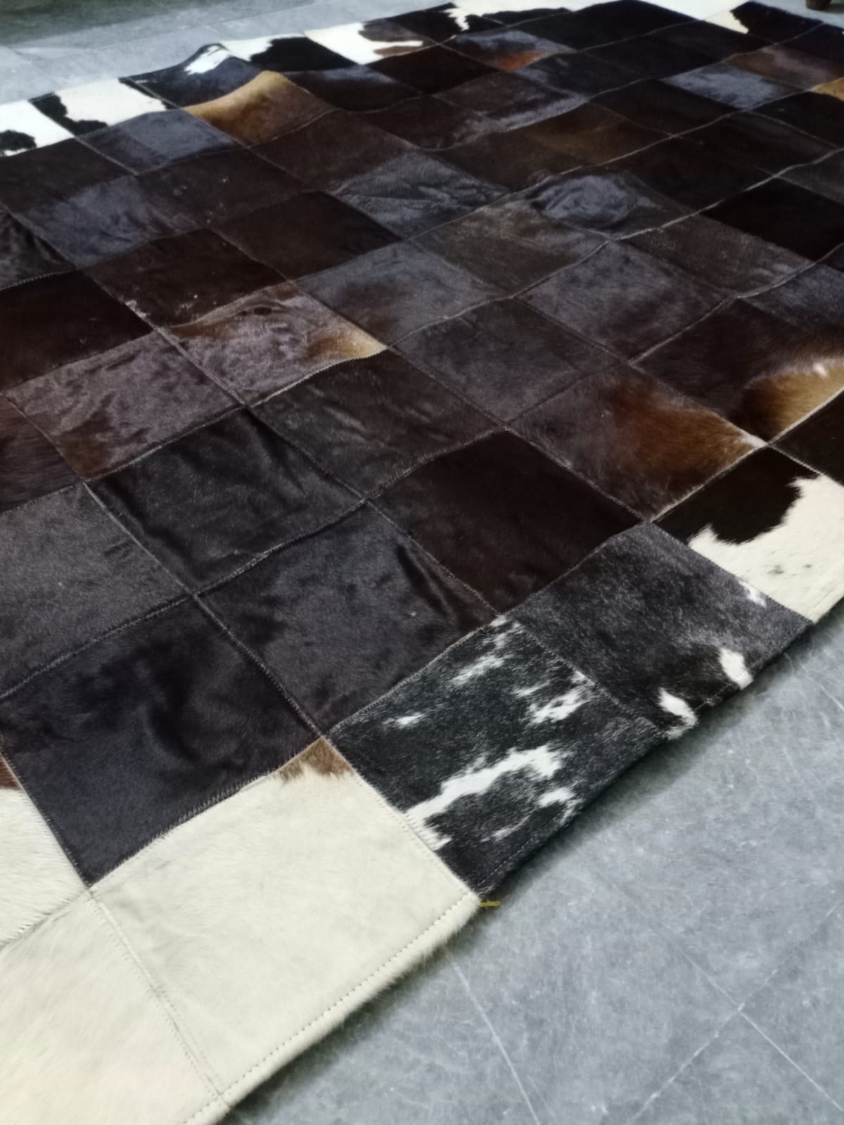 cow skin patchwork rug